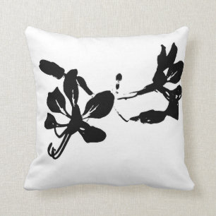 Flower, black and white throw pillow