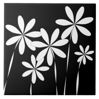 Flower Bliss2 Black & White Tile