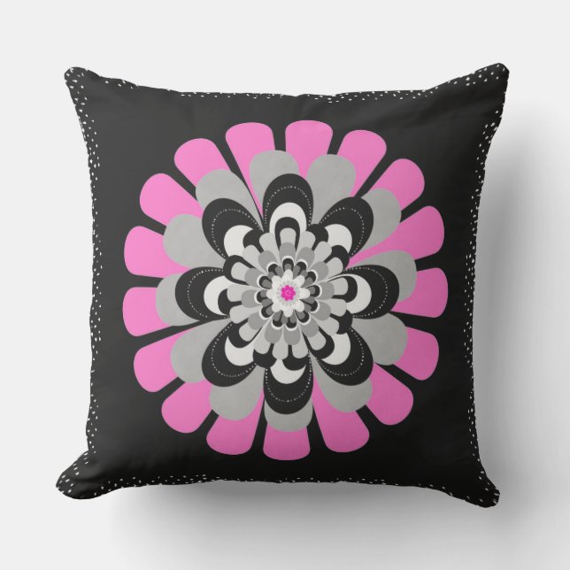 Flower Bloom Blush Outdoor Pillow (Front)
