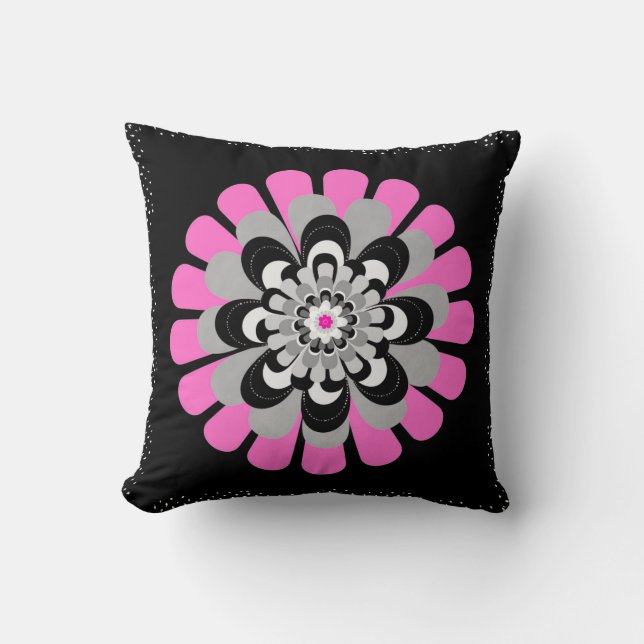 Flower Bloom Blush Throw Pillow (Front)