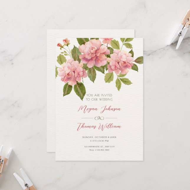 Flower bloom wedding invitation (Front/Back In Situ)