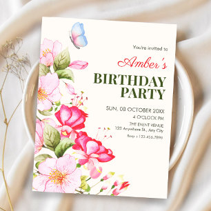 Flower blooms birthday  invitation