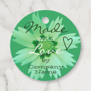 Flower Blossom Made with Love Light Mint Green  Favour Tags