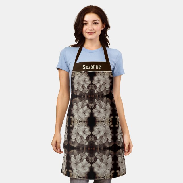 Flower Blossoms Abstract Vintage Personalized Apron (Worn)