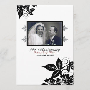 Flower Blossoms Anniversary Party Invite (black)
