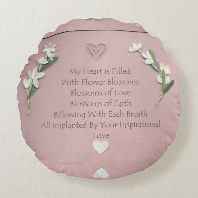 Flower Blossoms Round Pillow (Front)
