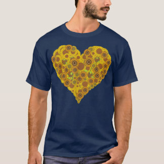 Flower Blossoms Sunshine Sunflower Lover Heart Sun T-Shirt