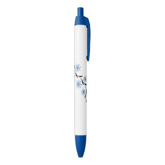 flower blue ink pen