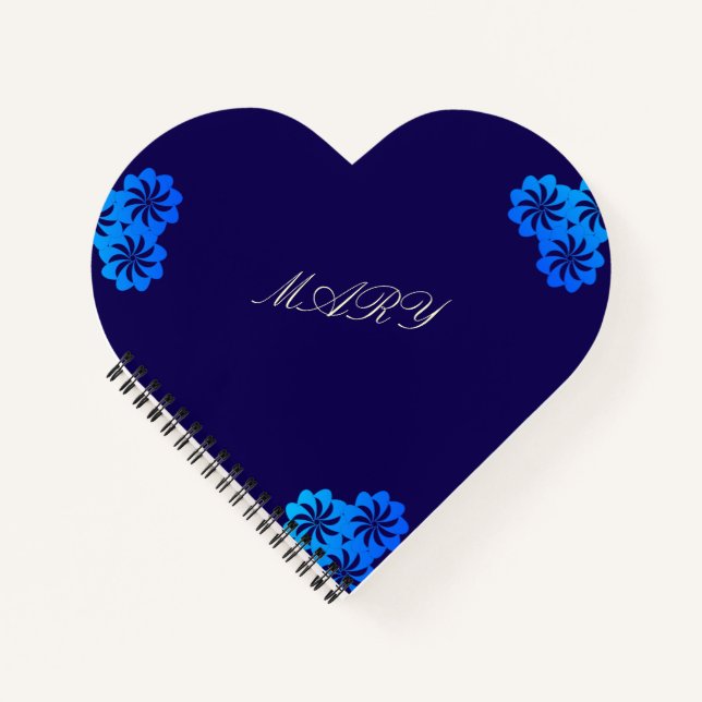 Flower Blue Personalized Notebook (Front)