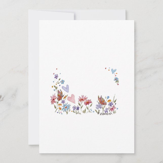 flower border 3 side with butterfly thank you card (Front)