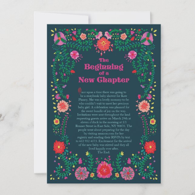 Flower Border Storybook Baby Shower Invitation (Front)
