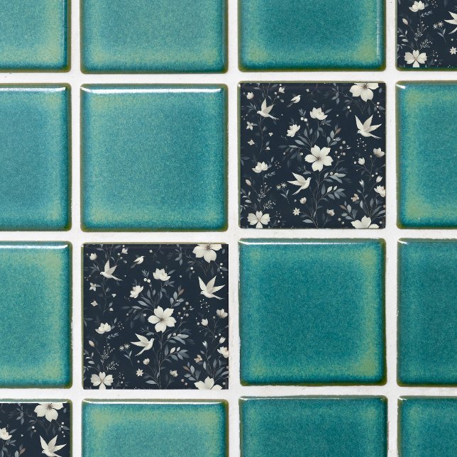 flower botanical blue tile (Creator Uploaded)