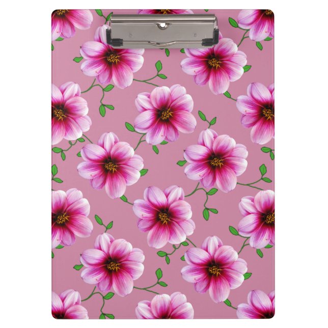 Flower Botanical Garden Pattern Pink on any Colour Clipboard (Front)