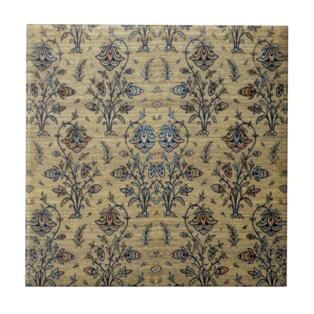 Flower Botantical Iran Vintage Gold Tile (Front)