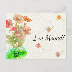Flower Bouquet and Antique Lace New Address Postcard