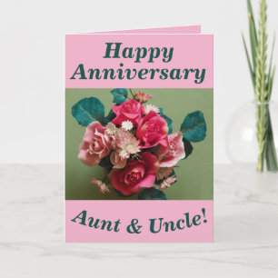 Flower Bouquet Anniversary Card for Aunt & Uncle