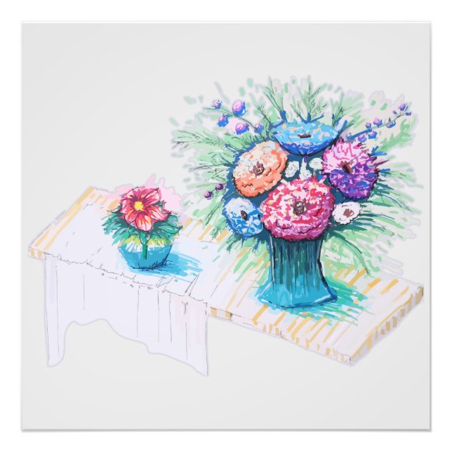 Flower bouquet colourful and vibrant photo print (Front)