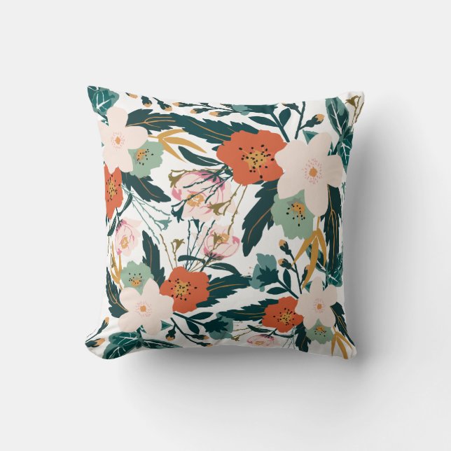 Flower Bouquet Computer Art Decor-Soft White Throw Pillow (Front)