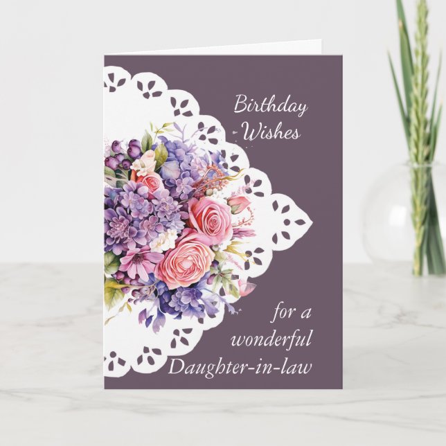  Flower Bouquet Daughter-in-law Birthday Card (Front)