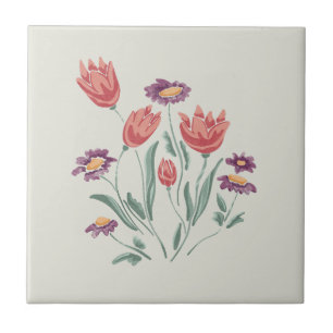 Flower Bouquet Delicate Floral Arrangements  Tile