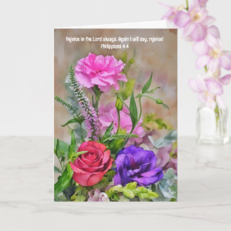 Flower Bouquet Faith Congratulations Bible Verse Card