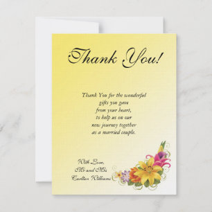 Flower Bouquet Flat Wedding Thank You Card