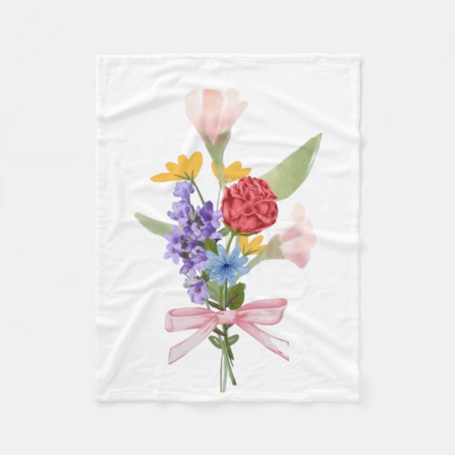 Flower Bouquet Fleece Blanket – Cozy Floral Home  (Front)