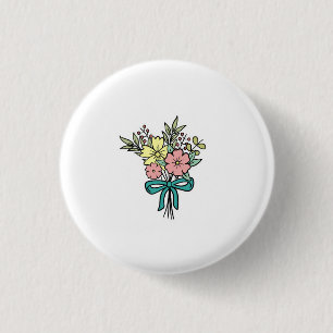 Flower bouquet, floral, colourful 1 inch round button