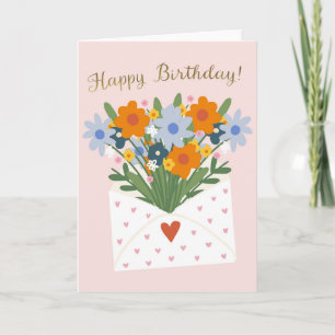 Flower Bouquet Happy Birthday for Her Gift Card