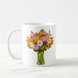 Flower Bouquet in Vase Painting Art Coffee Mug