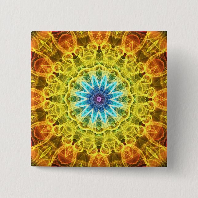 Flower Bouquet kaleidoscope 2 Inch Square Button (Front)