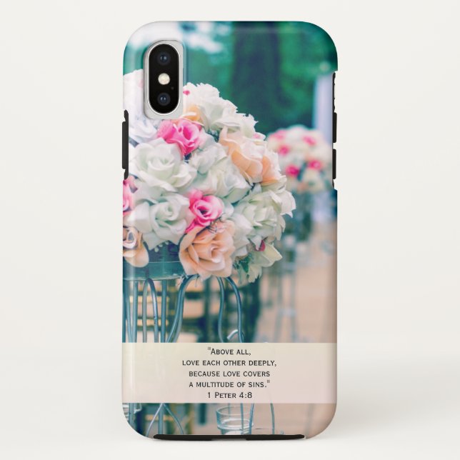 Flower Bouquet Love and Wedding Aisle Bible Verse Case-Mate iPhone Case (Back)
