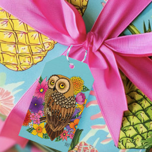 Flower Bouquet Owl Gift Tags