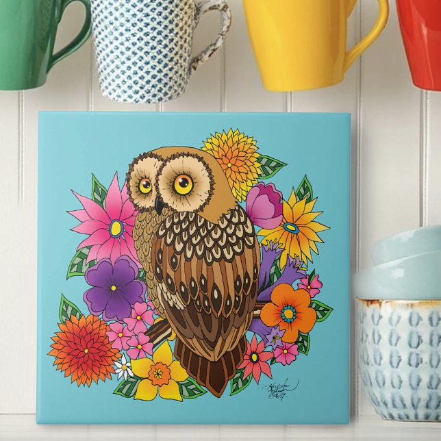 Flower Bouquet Owl Tile (Creator Uploaded)