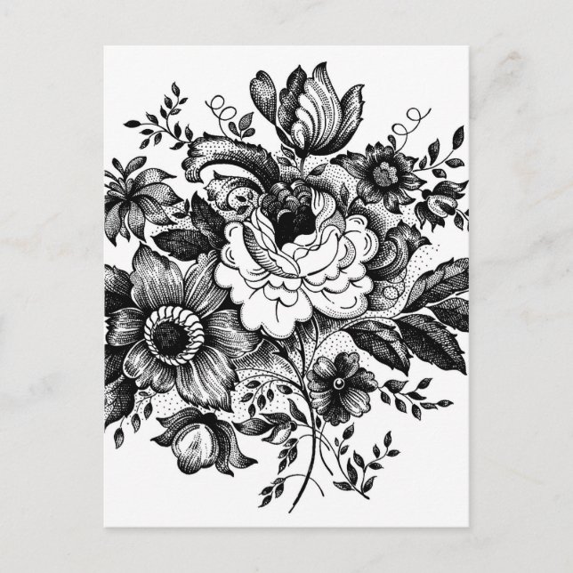 Flower Bouquet Silhouette Postcard (Front)