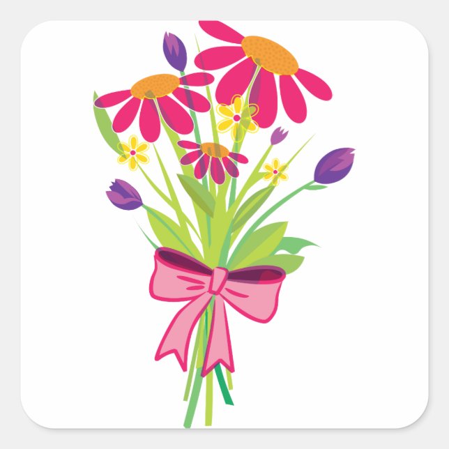 Flower Bouquet Square Sticker (Front)