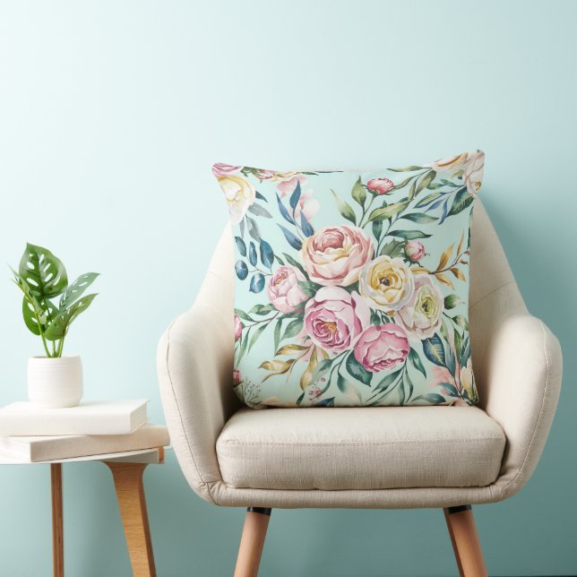 Flower Bouquet Throw Pillow (Chair)