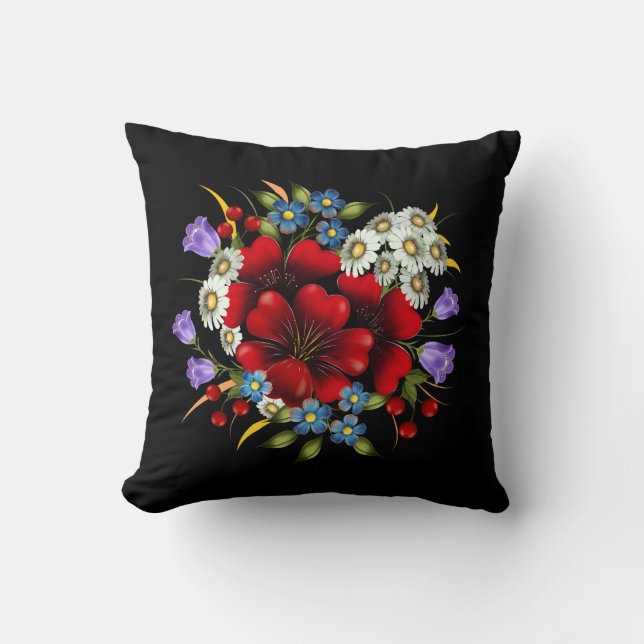 Flower Bouquet Throw Pillow (Front)