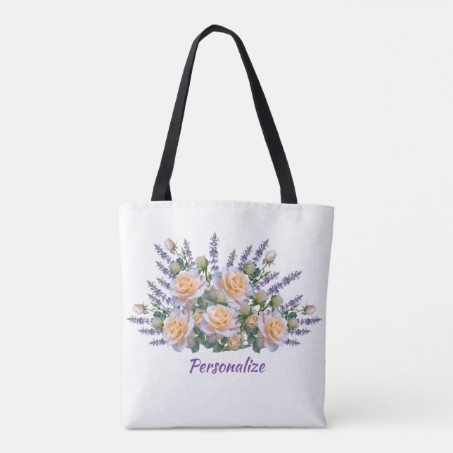 Flower Bouquet Trendy & Stylish Personalize Tote Bag (Back)