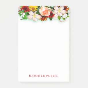 Flower Bouquet Watercolor Floral Template Stylish Post-it Notes