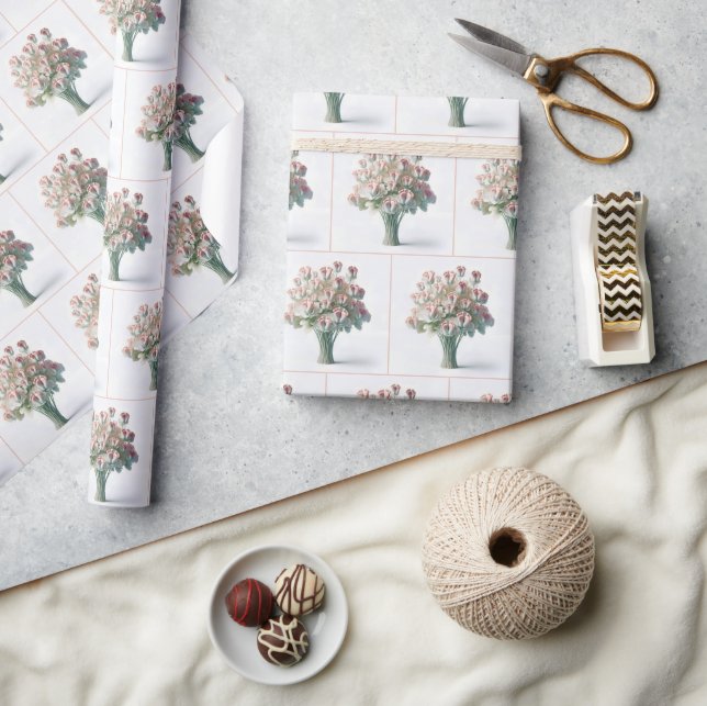 Flower Bouquet With Pink Baby Feet Wrapping Paper (Crafts)