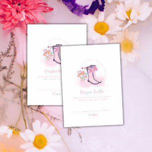 Flower Bow Rain Boots Diaper Raffle Baby Shower Enclosure Card