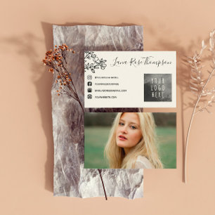 Flower Branch Black Social Media Photo & Logo  Business Card