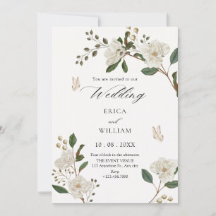 Flower branch wedding invitation