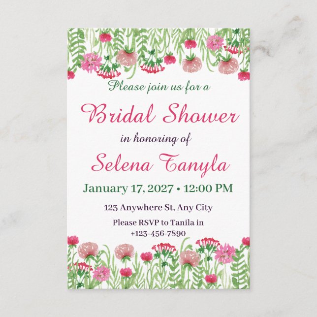  Flower Bridal Shower Invitation Card (Devant)