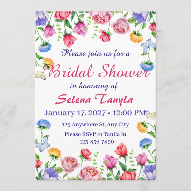 Flower Bridal Shower Invitation Card (Devant)