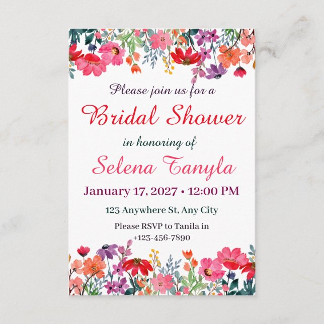  Flower Bridal Shower Invitation Card (Devant)