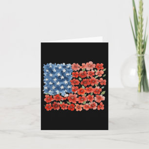 Flower Brushstroke America Flag 4th Of July Floral Card