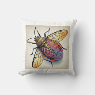 Flower Bug 260824IREF204 - Watercolor Throw Pillow