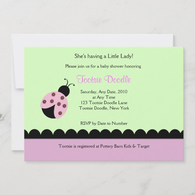 Flower Bug Lady Bug Baby Shower Invitation (Front)